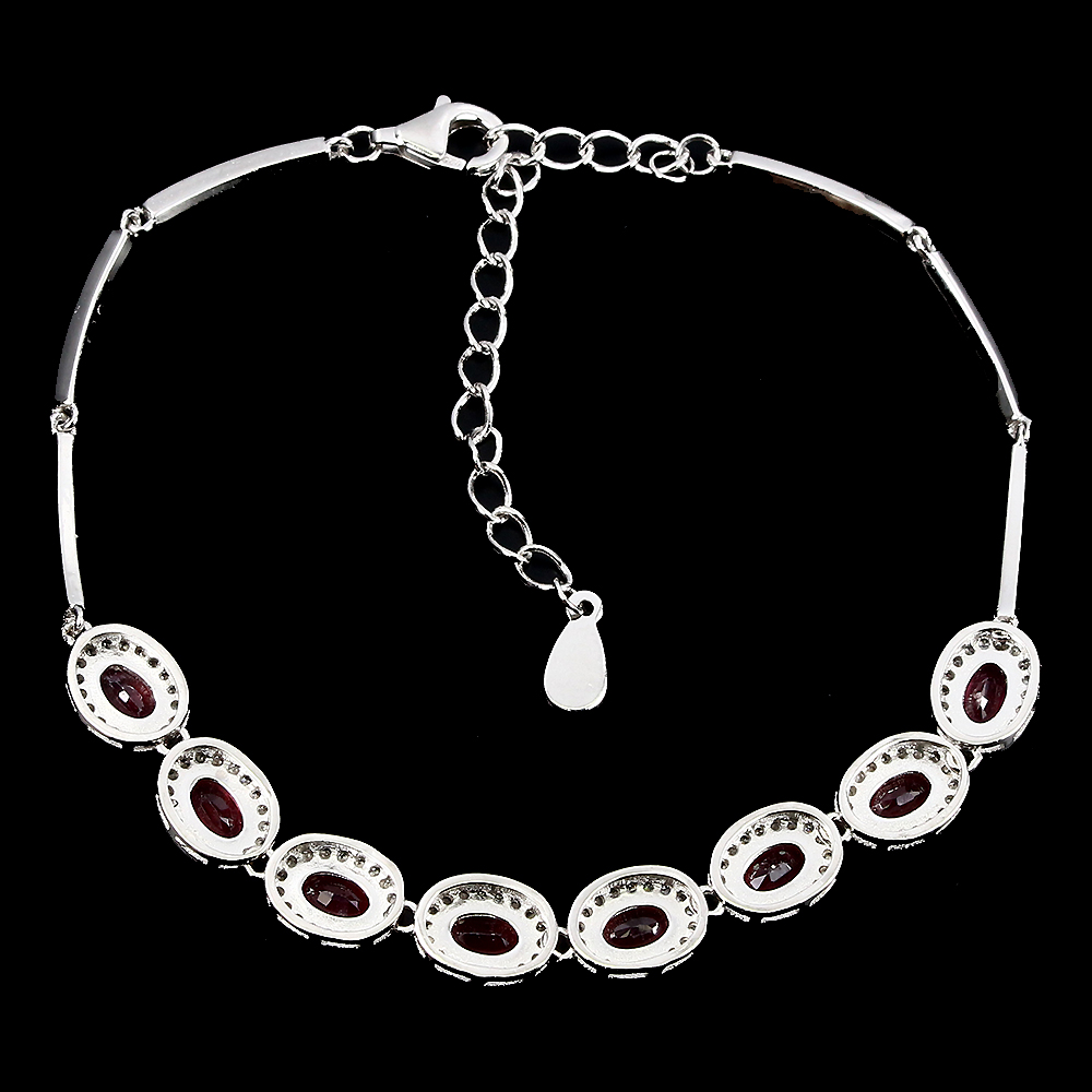 Oval Red Ruby 5x3mm Cz 14K White Gold Plate 925 Sterling 